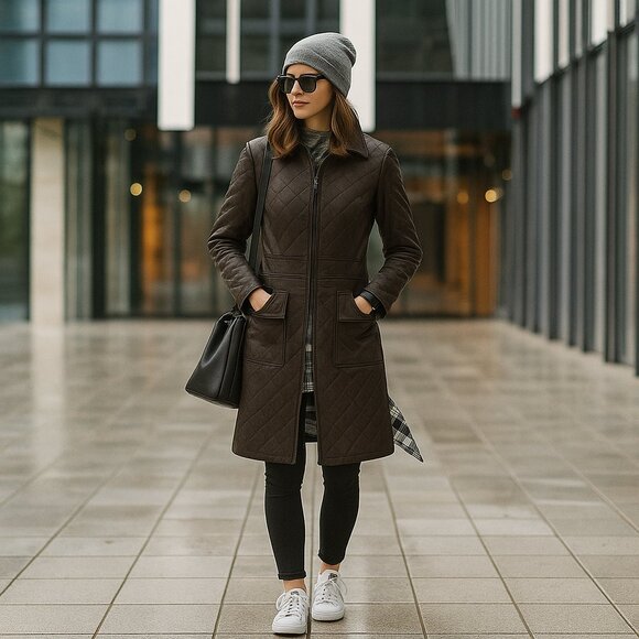 Express Genuine Quilted Leather Coat Small - Picture 1 of 7
